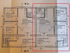Trosobni apartman 49,01 m2. 400 m od mora